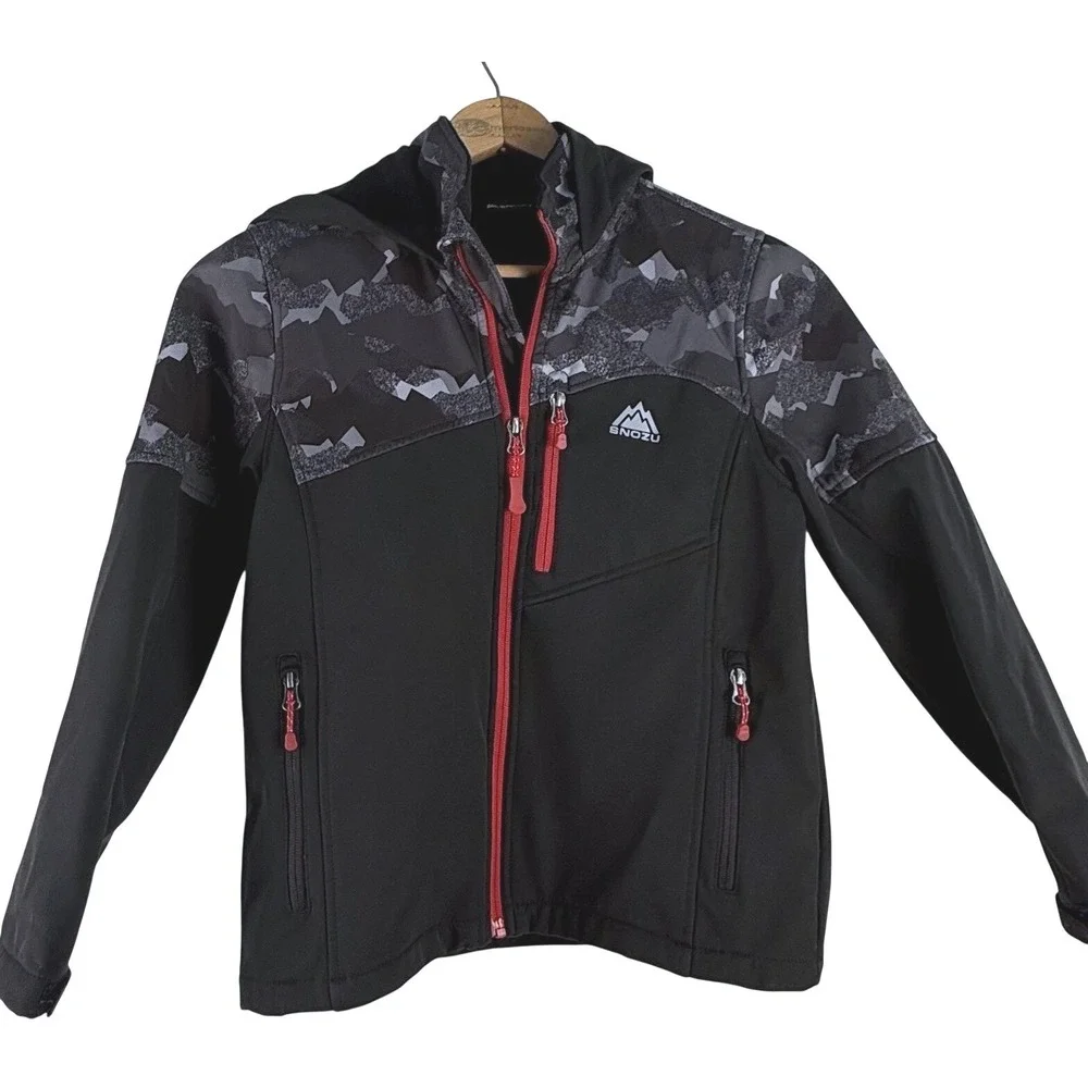 Snozu Boy's Extreme Gear Softshell Fleece‎ Lined Jacket Black/Forest Camo 10/12